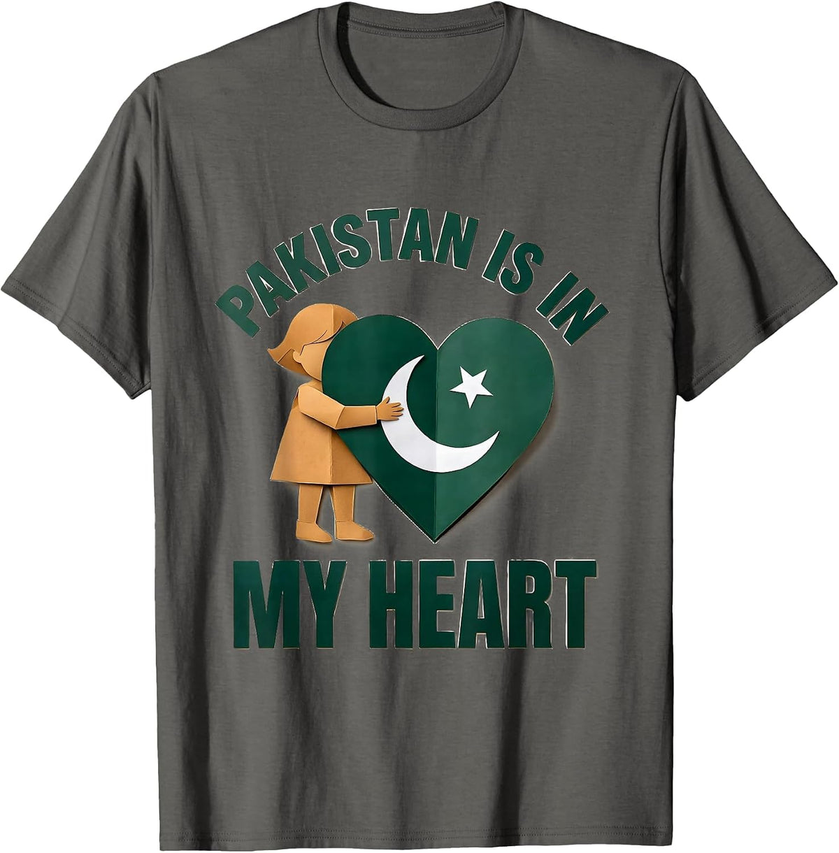 Pakistan Is In My Heart Patriotic Independence Day Kid Gift T-Shirt - Asphalt Grey