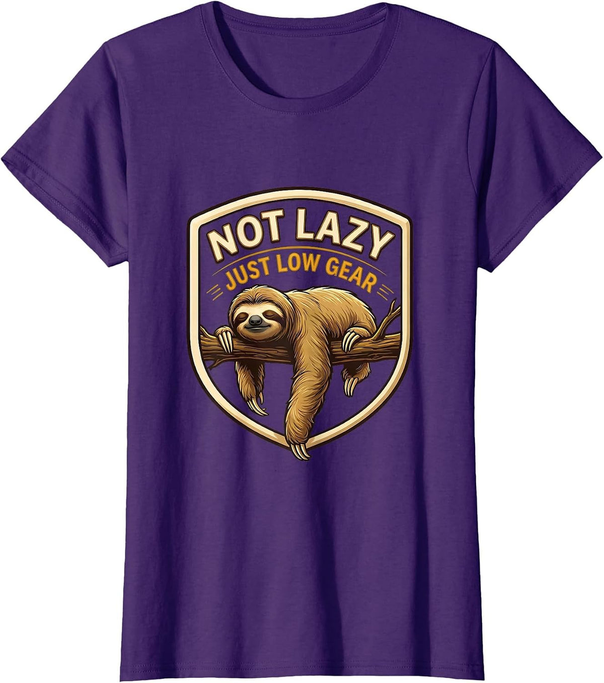 Women's Not Lazy, Just Low Gear Funny Sloth Humor Gift for Sloth T-Shirt - Purple