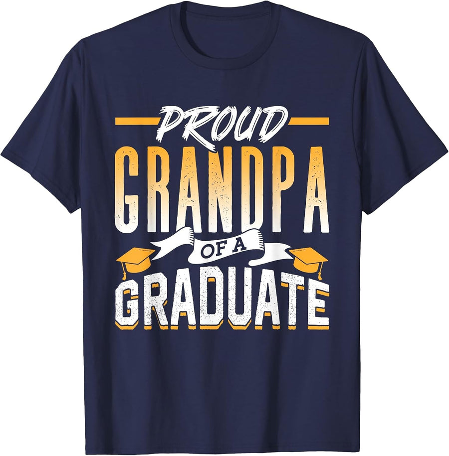 Proud Grandpa of A Graduate Sayings Graduating Graduation T-Shirt - Navy Blue