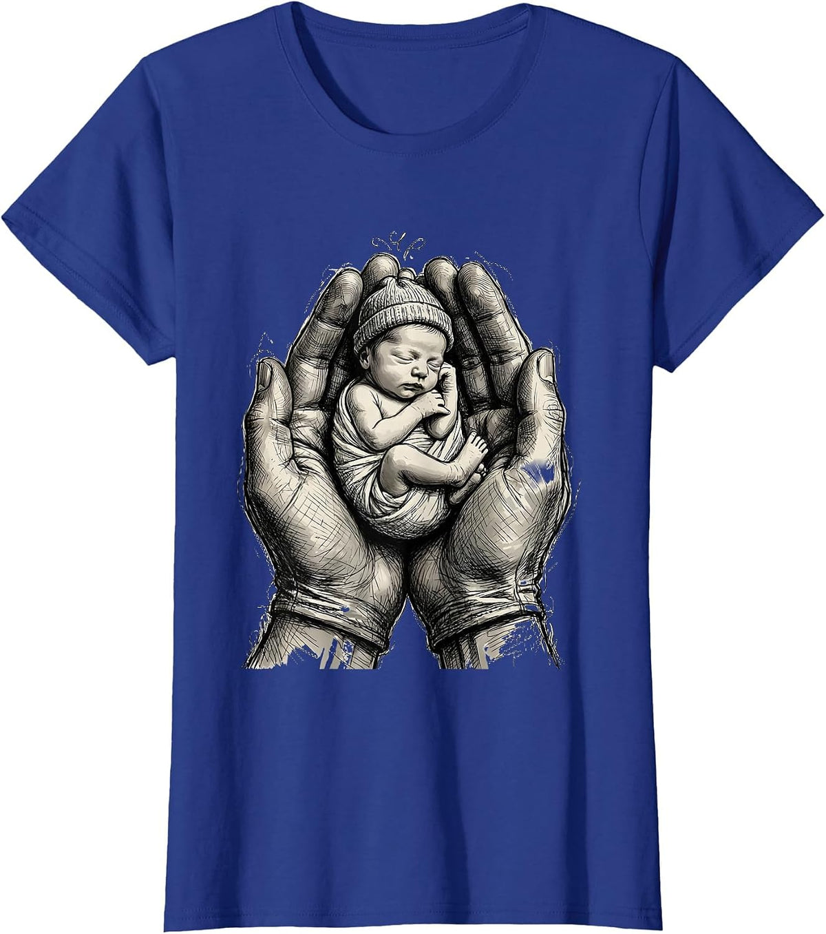 Women's Pediatric Nurse Newborn Baby Illustration Gift T-Shirt - Royal Blue