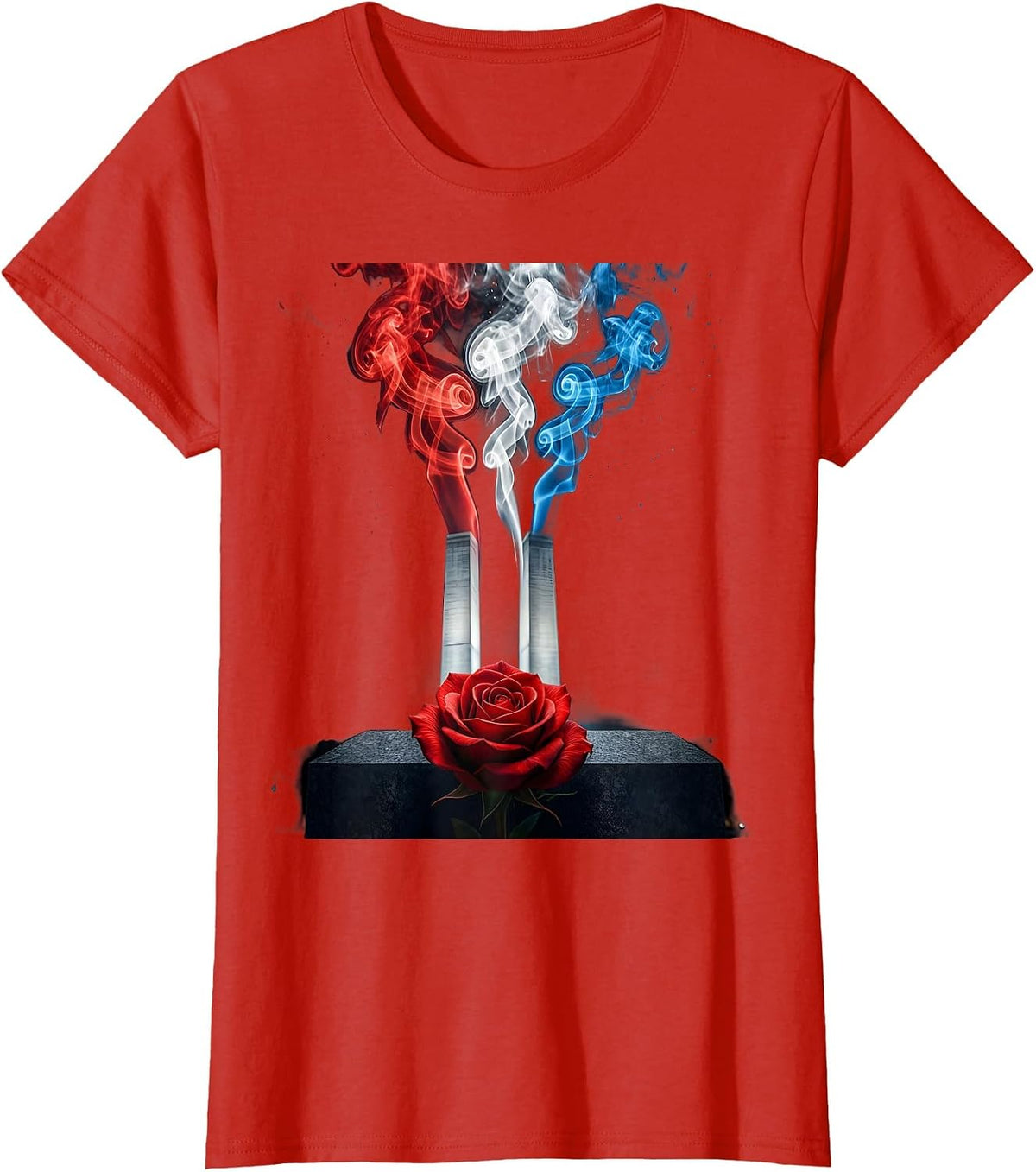 September 11 Memorial Rose Tribute Graphic T-Shirt - Red