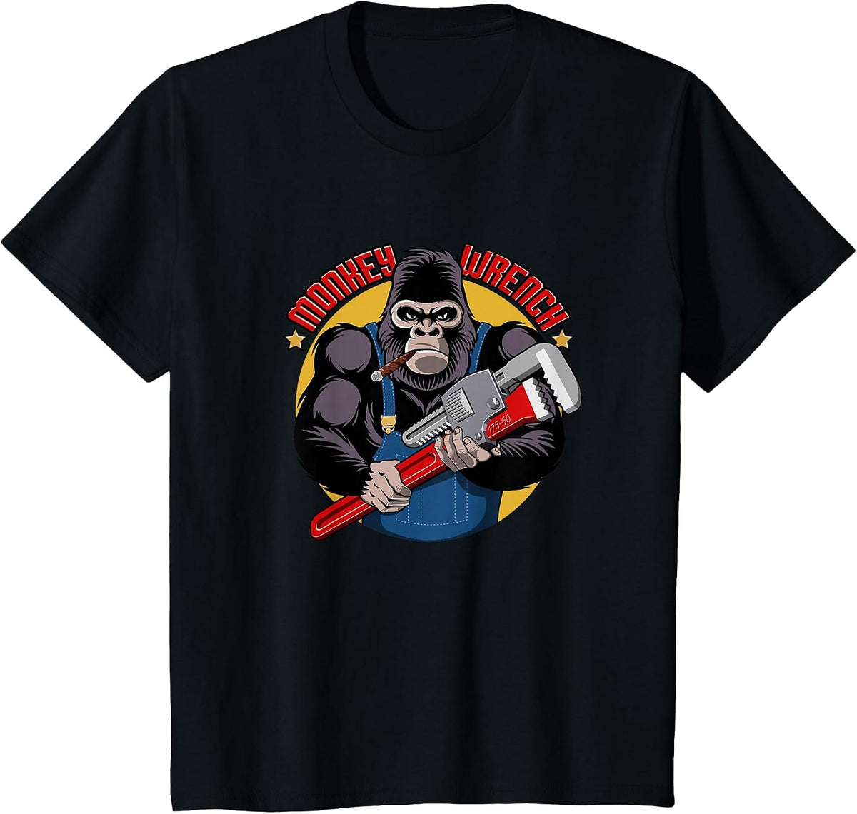 Monkey Wrench Mechanic Grease Monkey Car Repair Technician T-Shirt - Black
