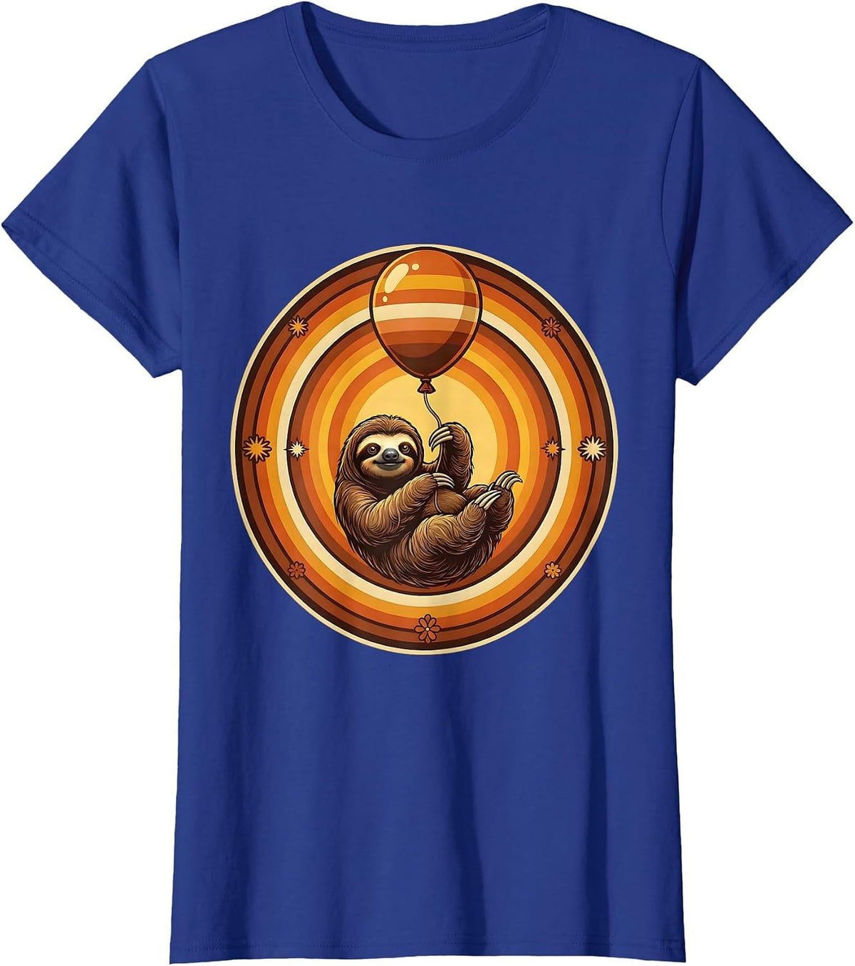 Women's Sloth Balloon Birthday Graphic Tee T-Shirt - Royal Blue