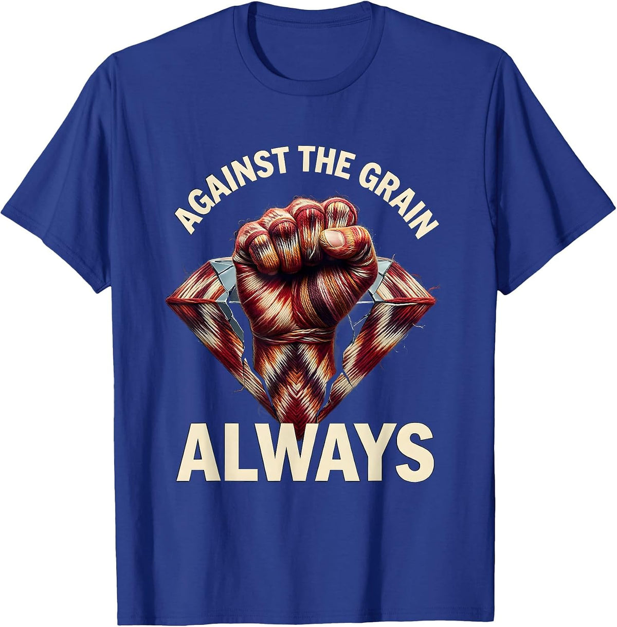 Against the Grain Always Punk Rebel Design T-Shirt - Royal Blue