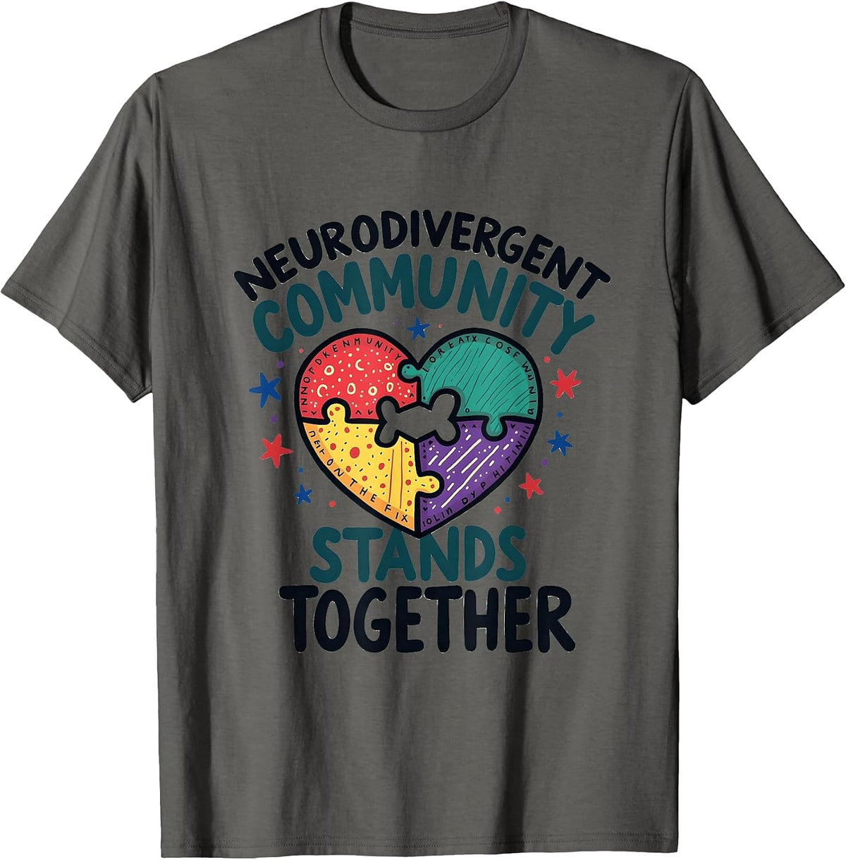 Neurodivergent Community Unity Design T-Shirt - Asphalt Grey