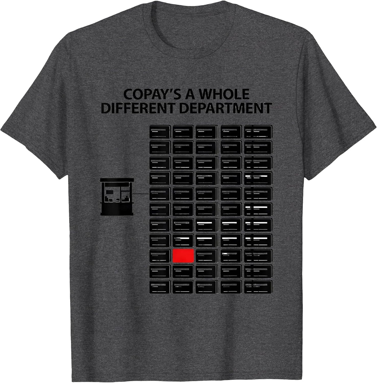 Men's Copay's A Whole Different Department Funny Pharmacy Tech T-Shirt - Dark Heather Grey