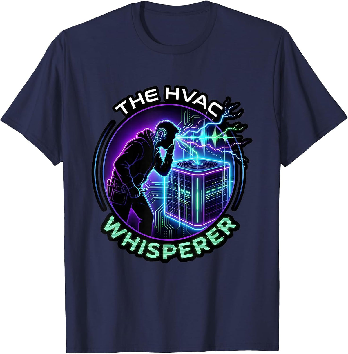 The HVAC Whisperer AC Service Repair Technician T-Shirt - Navy Blue