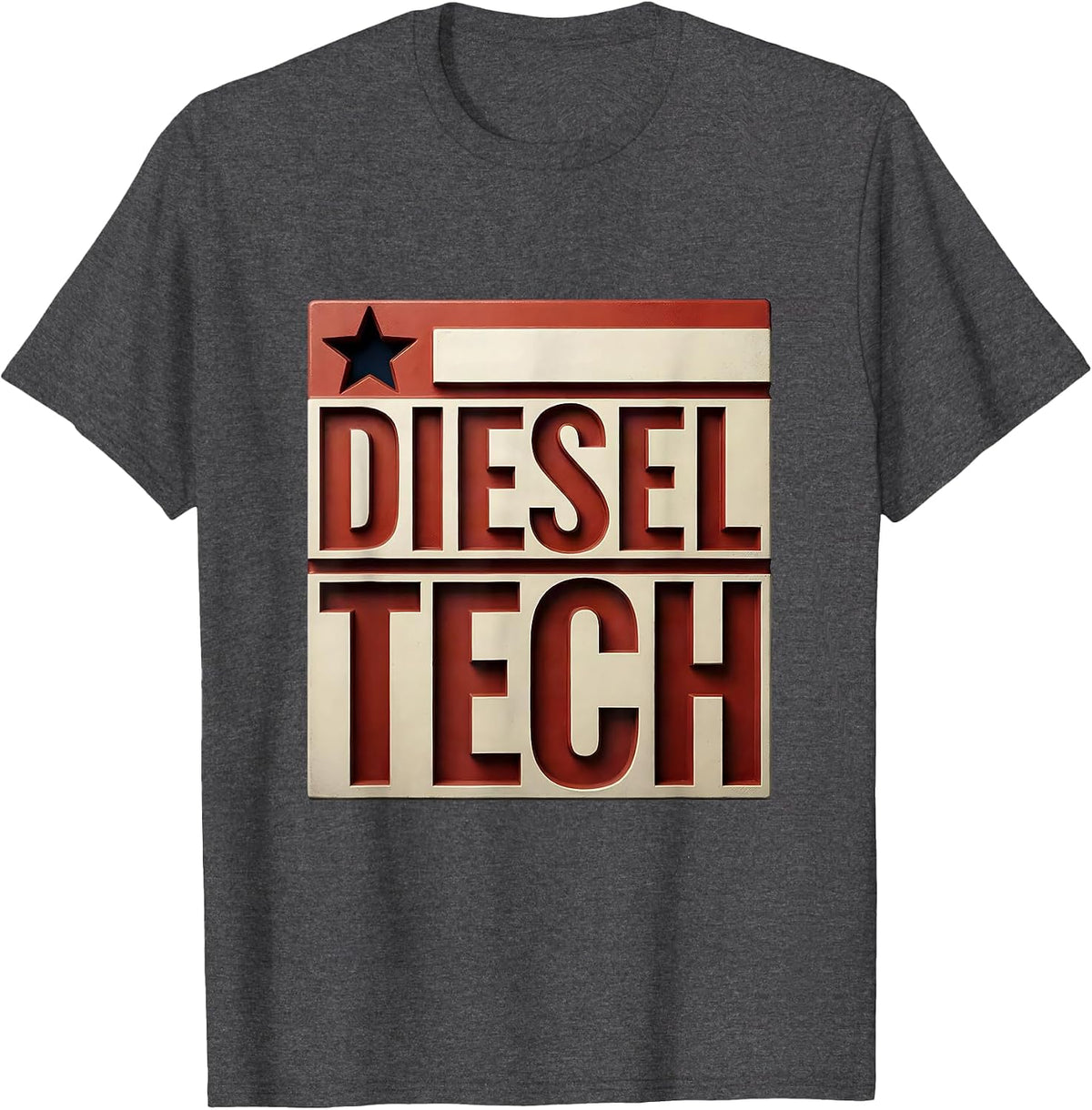 Men's Diesel Tech Patriotic Mechanic Oilfield Worker American Flag T-Shirt - Dark Heather Grey