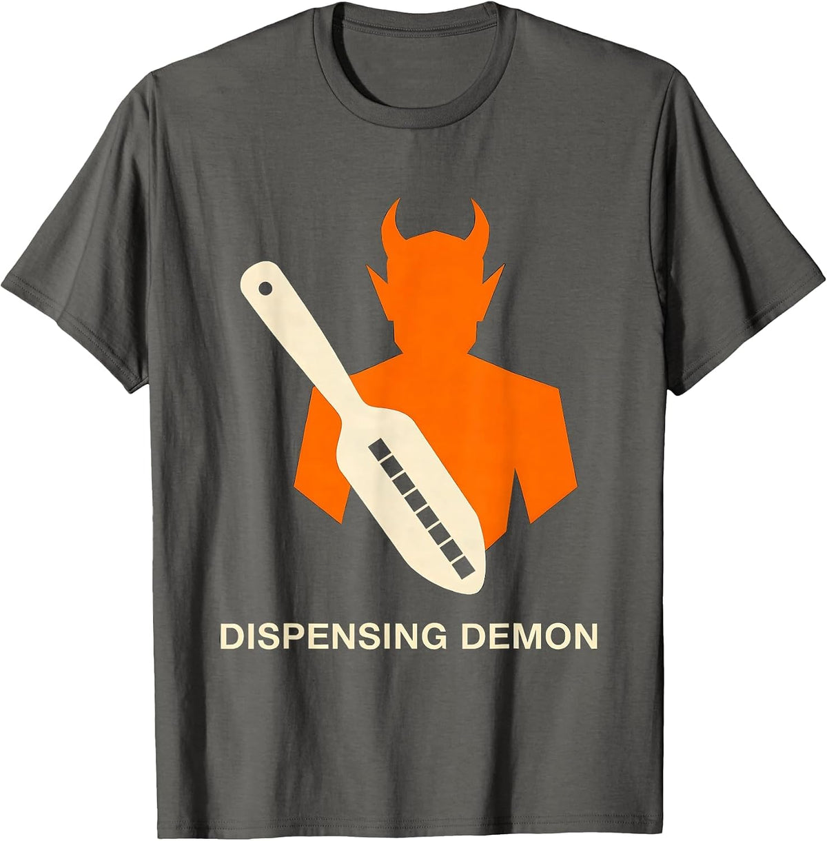 Dispensing Demon Stencil Graphic Pharmacy Tech Halloween T-Shirt - Asphalt Grey