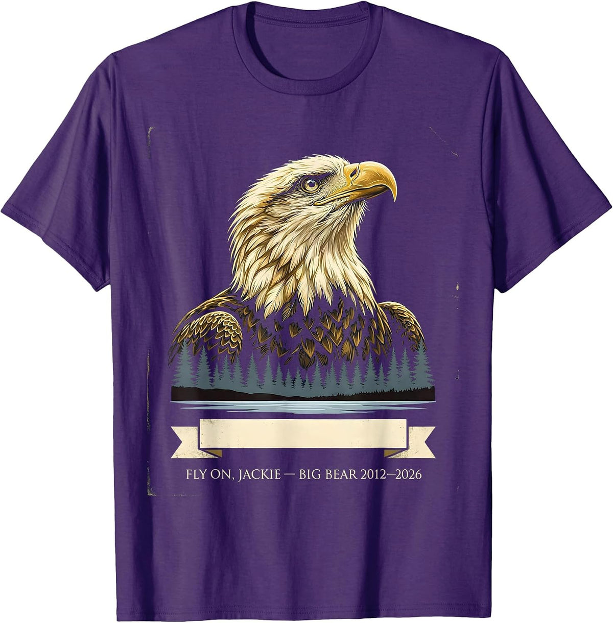 Fly On, Jackie — Big Bear 2012–2026 Vintage Eagle Memorial T-Shirt - Purple