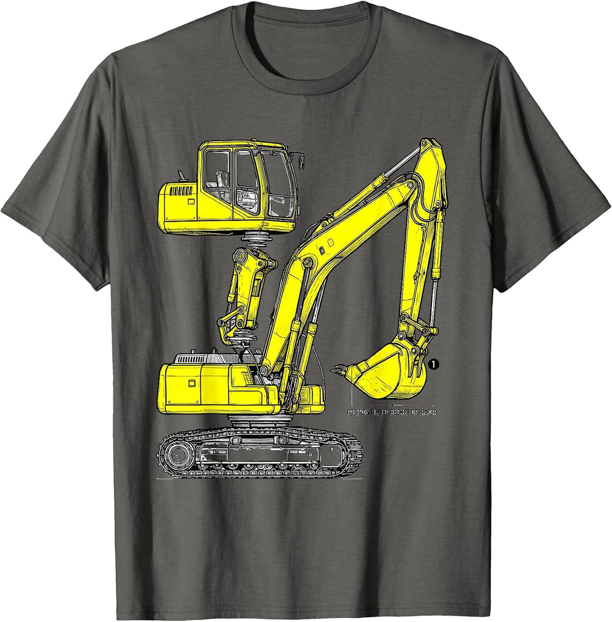 Men's Position Filled Bucket Operator Funny Excavator Construction T-Shirt - Asphalt Grey