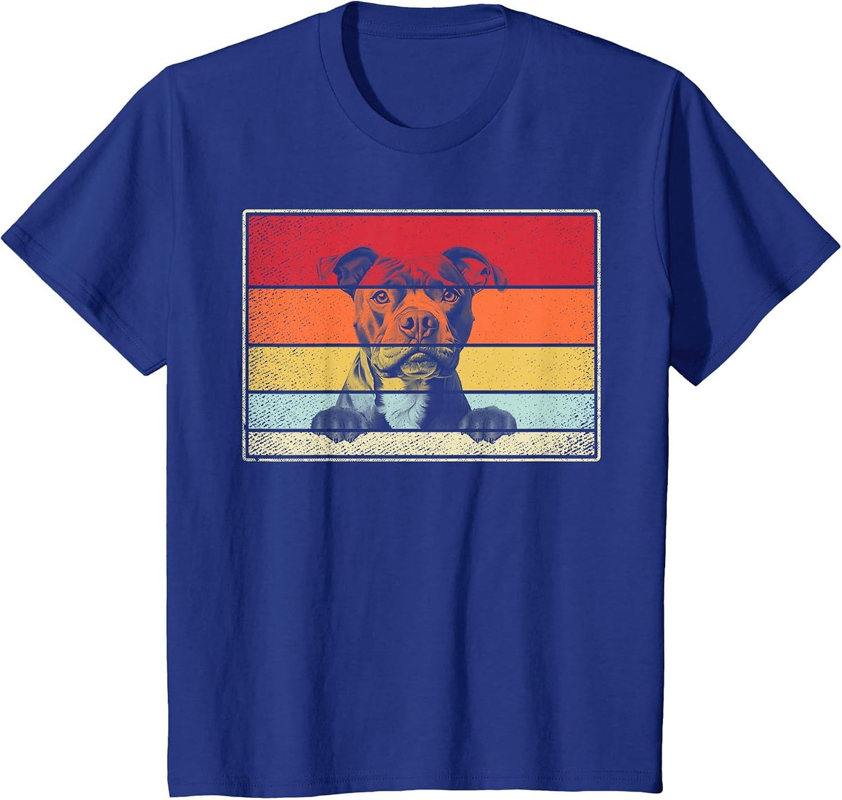 Staffy Dog Classic Retro Vintage Style T-Shirt - Royal Blue