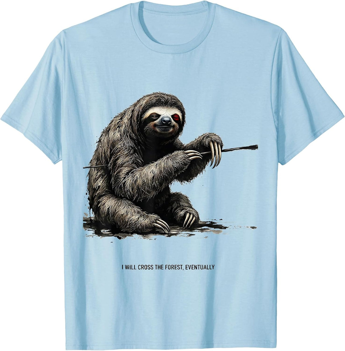 Men's I Will Cross The Forest Eventually Funny Sloth Lover Gift T-Shirt - Baby Blue