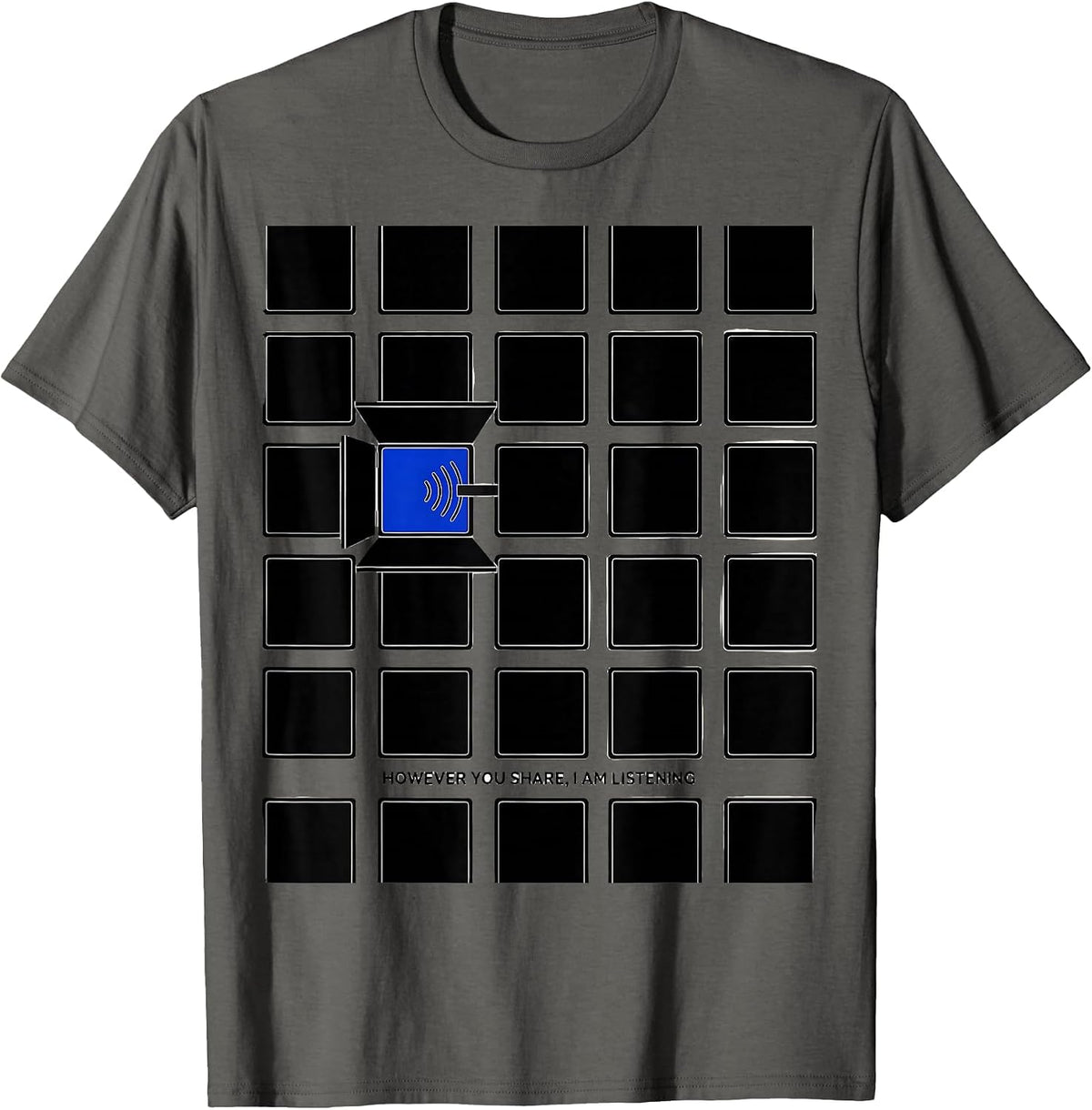Men's However You Share, I Am Listening Geometric AAC SLP Teacher T-Shirt - Asphalt Grey
