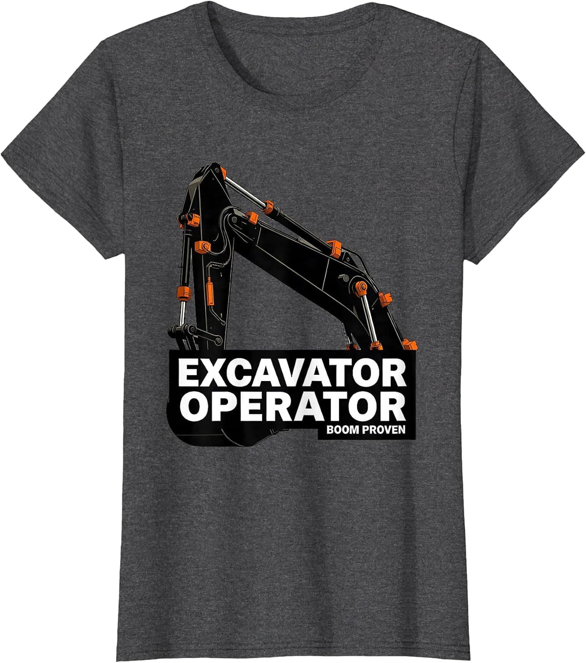 Women's Excavator Operator Boom Proven Brutalist Graphic Heavy T-Shirt - Dark Heather Grey