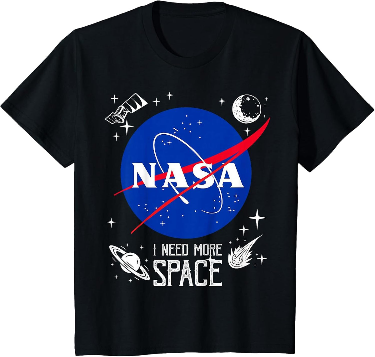 NASA Meatball Logo Classic I Need More Space T-Shirt - Black