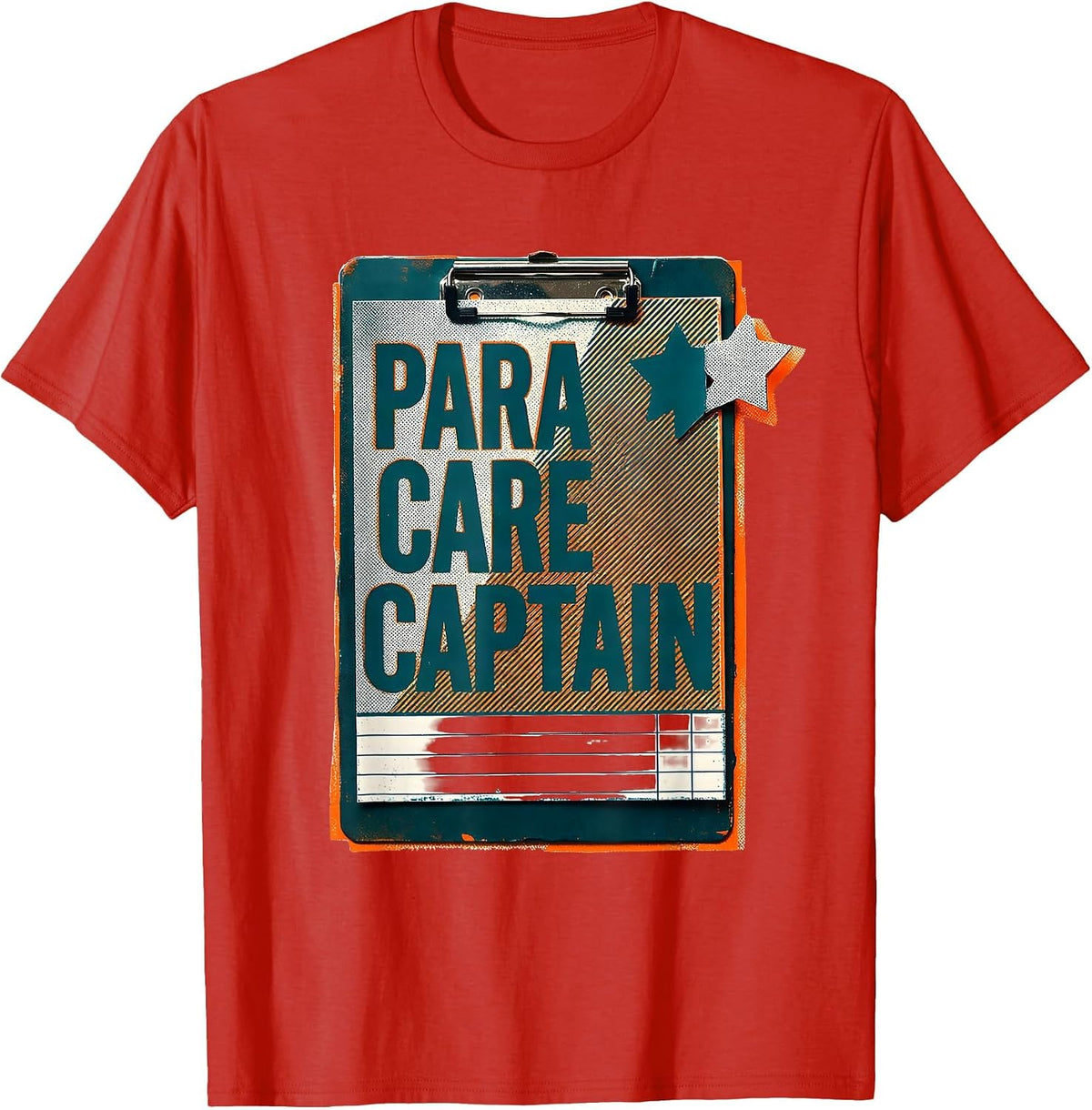 Men's Para Care Captain Risograph Paraprofessional Teacher's Aide T-Shirt - Red