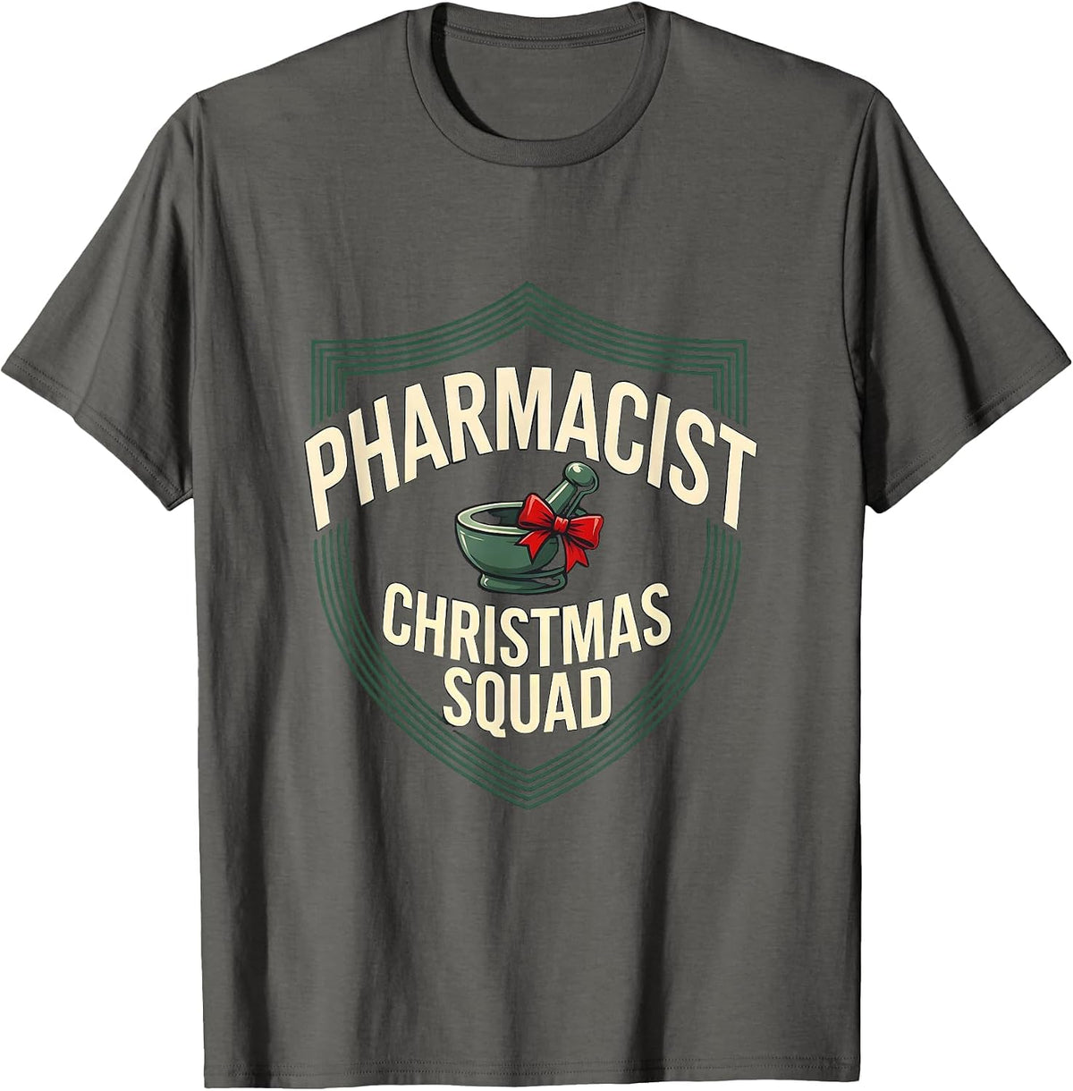 Men's Pharmacist Christmas Squad Funny Pharmacy Squad Holiday T-Shirt - Asphalt Grey