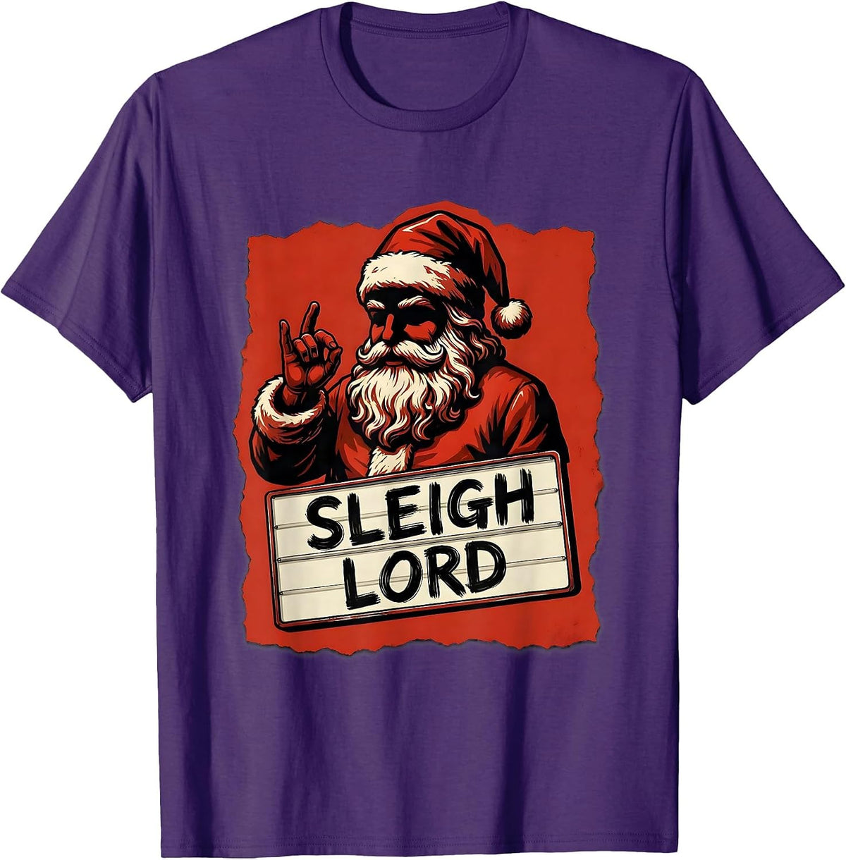 Sleigh Lord Sign Painter Heavy Metal Rock Christmas Humor T-Shirt - Purple