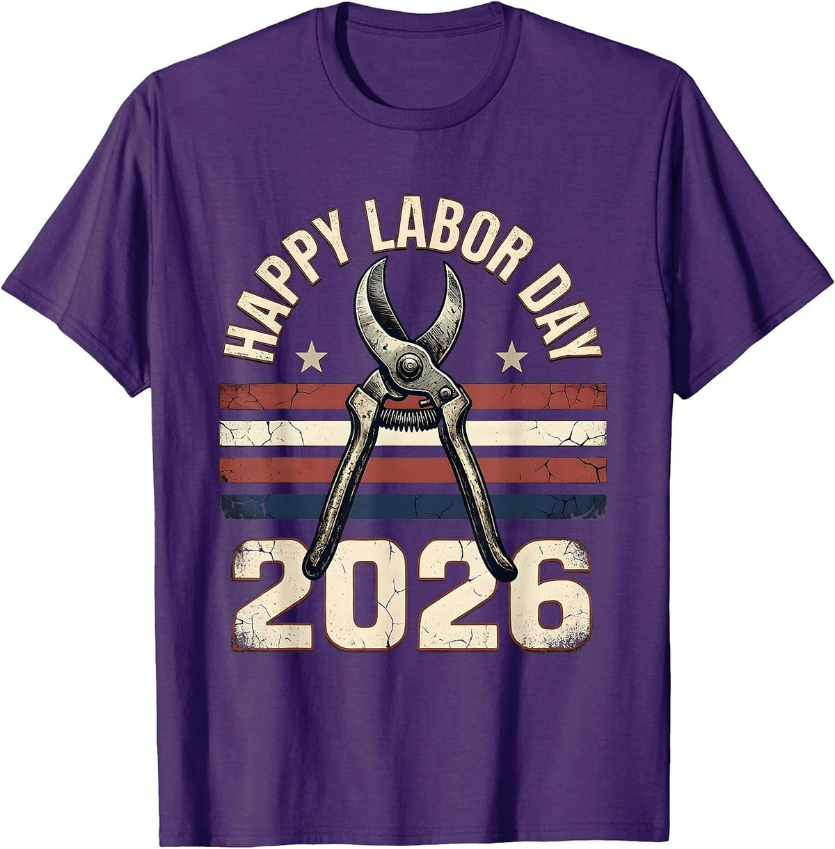 Happy Labor Day 2026 Distressed Patriotic Union Worker Pride T-Shirt - Purple
