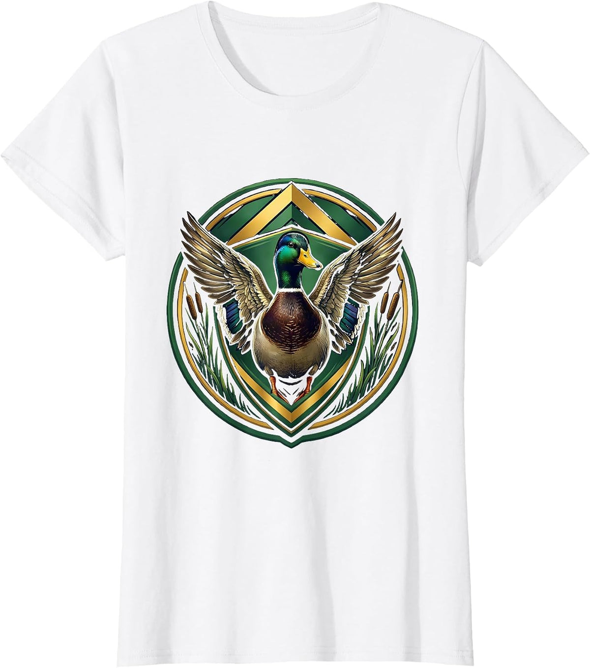 Vintage Duck Stamp Camo Illustration T-Shirt - White