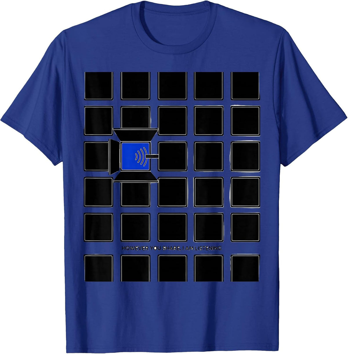 Men's However You Share, I Am Listening Geometric AAC SLP Teacher T-Shirt - Royal Blue
