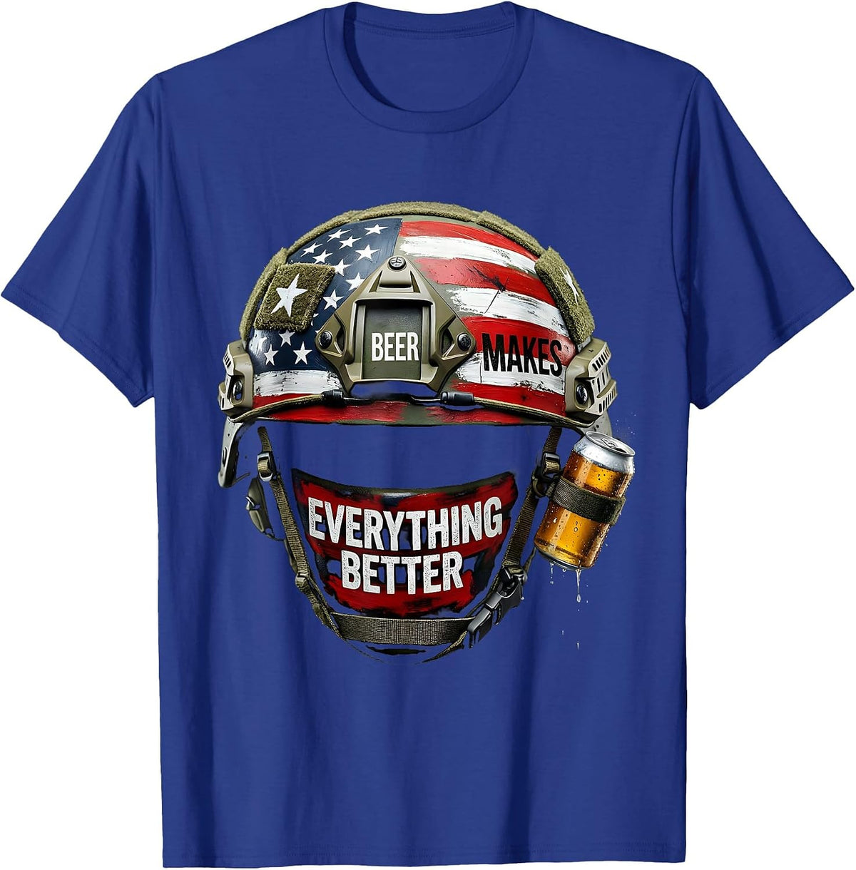 Beer Makes Everything Better Funny Drinking Design T-Shirt - Royal Blue