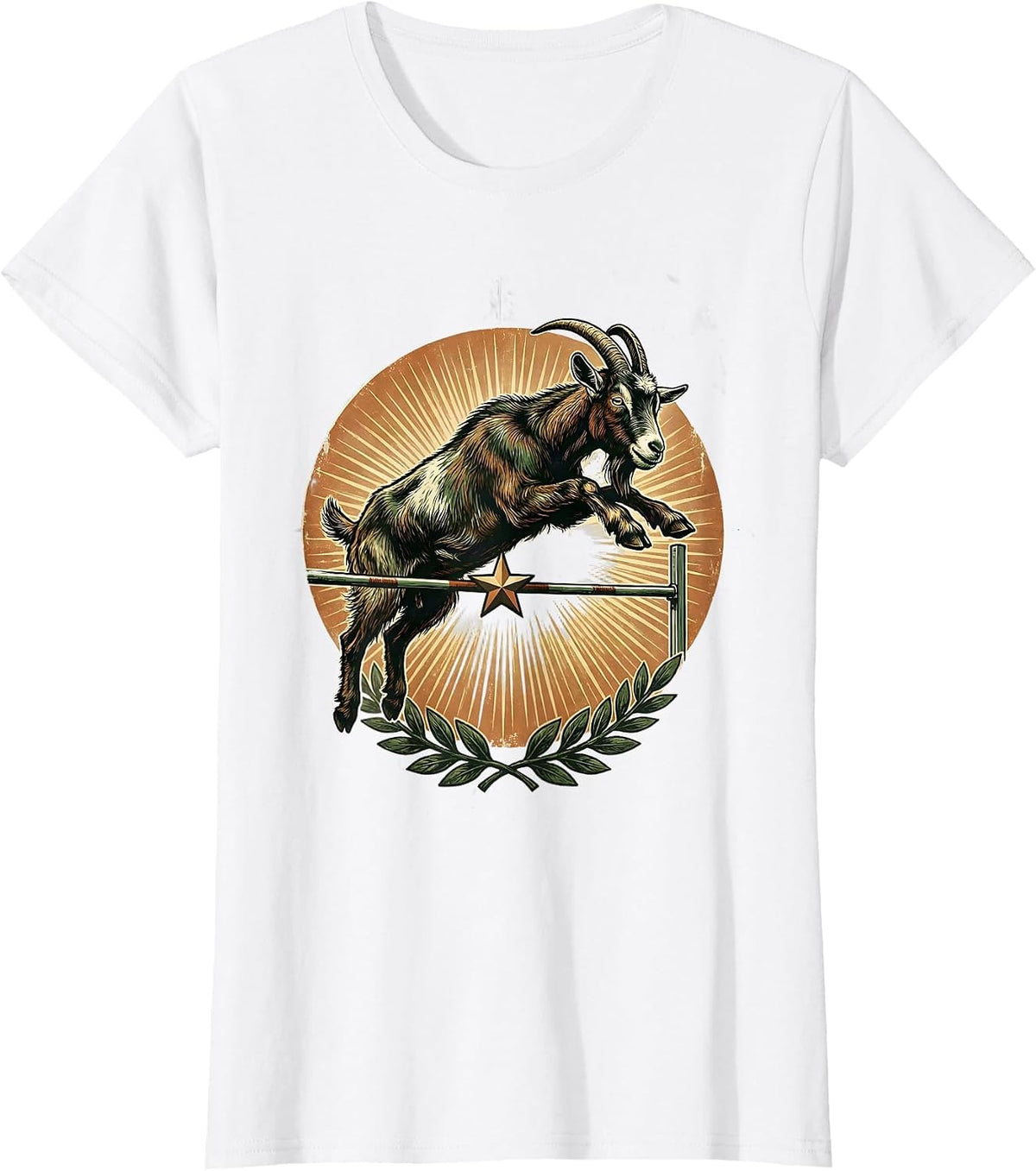 Goat High Jump Vintage Retro Farm Animal Humor T-Shirt - White
