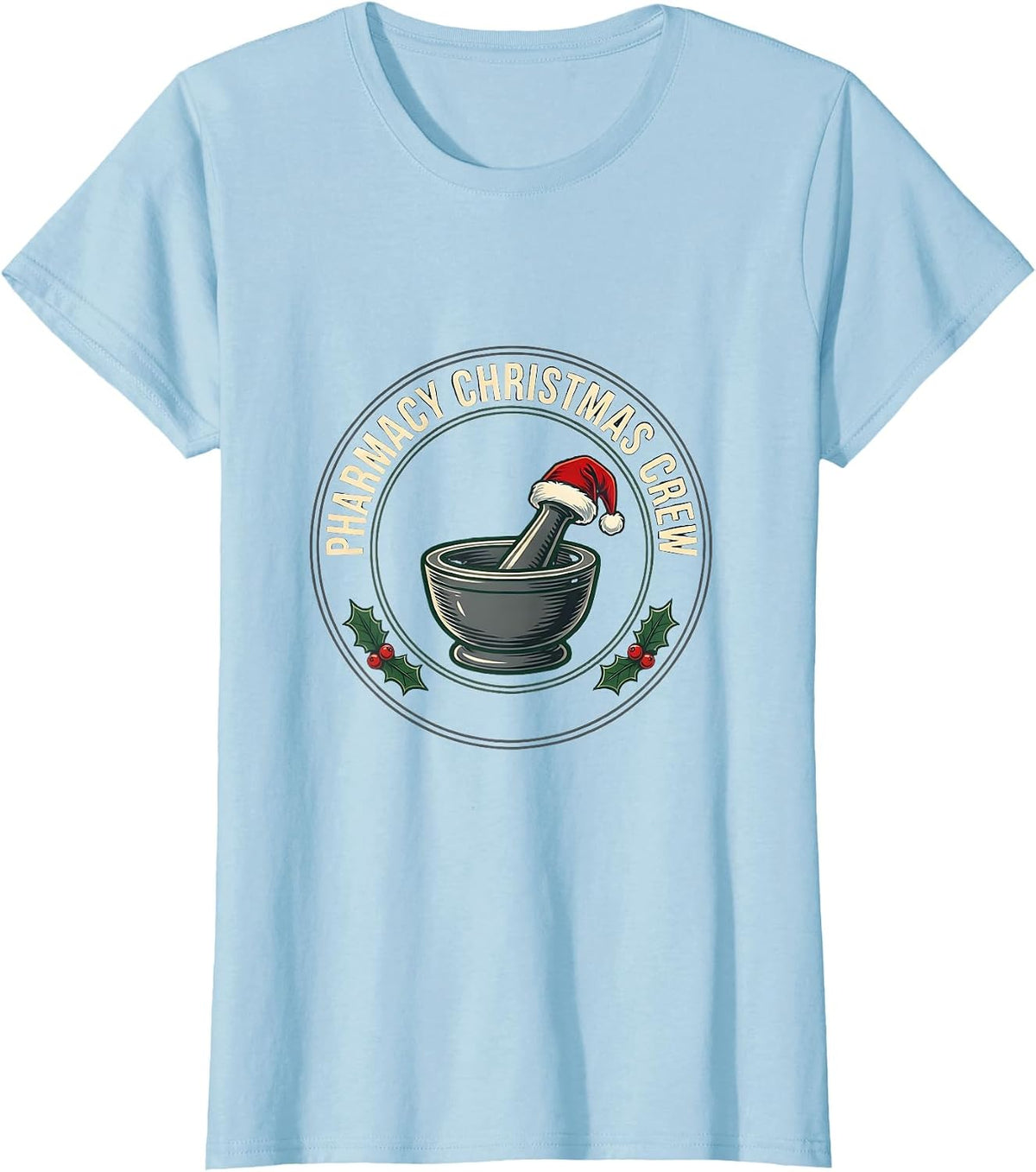 Pharmacy Christmas Crew Funny Pharmacist Tech Holiday Squad T-Shirt - Baby Blue