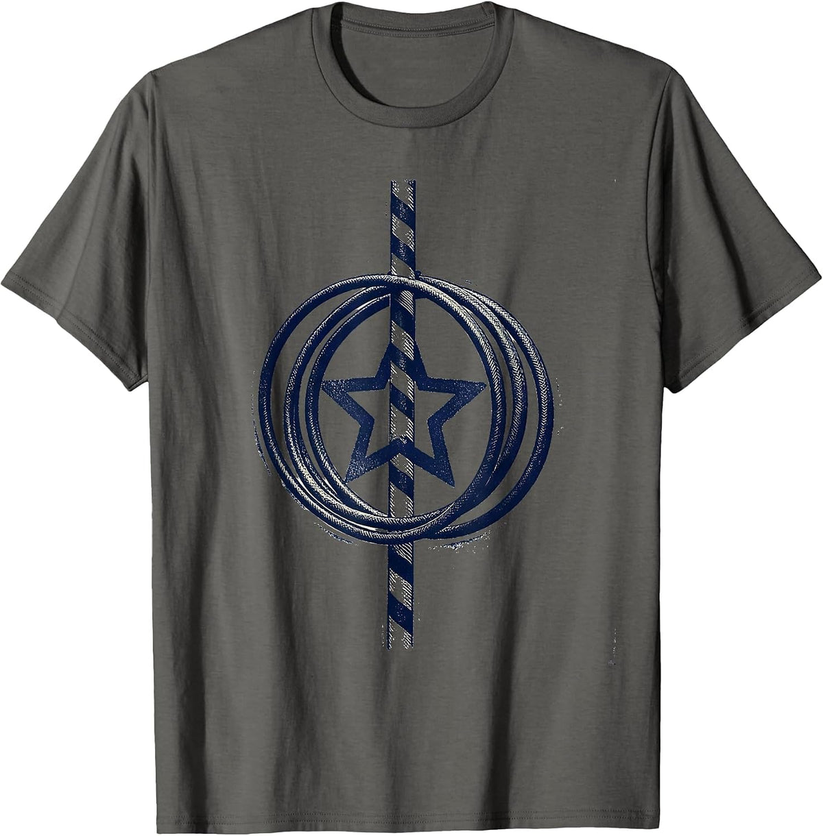 Men's Interlocked Aerial Hoops Rubber Stamp Circus Party Costume T-Shirt - Asphalt Grey