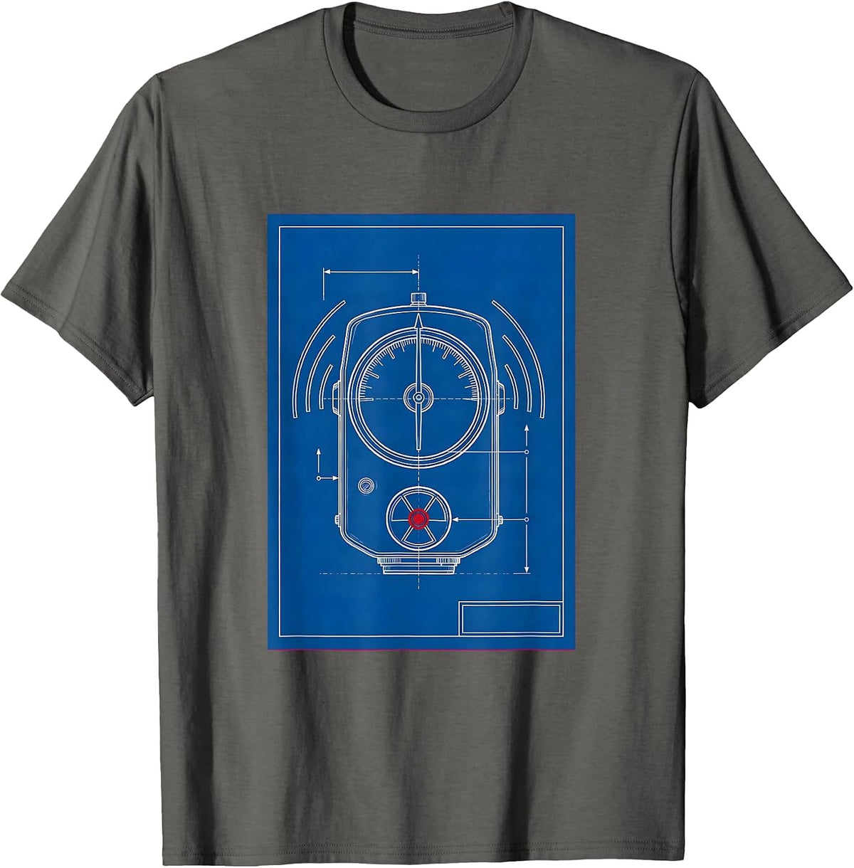 Men's Technical Survey Meter Radiation Trefoil Dark Humor Physics T-Shirt - Asphalt Grey