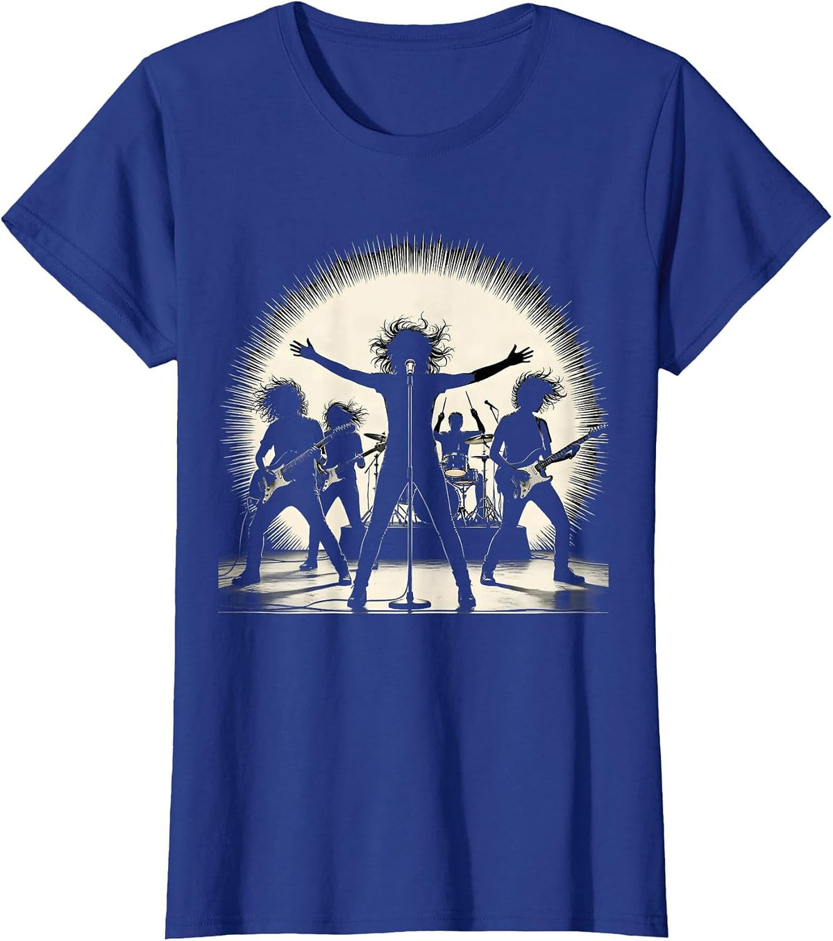 Women's All-Female Band Silhouette Spotlight Graphic T-Shirt - Royal Blue