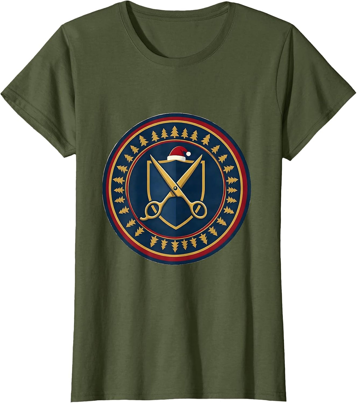 Women's Surgical Scissor Santa Nurse Christmas Medical Humor T-Shirt - Olive Green