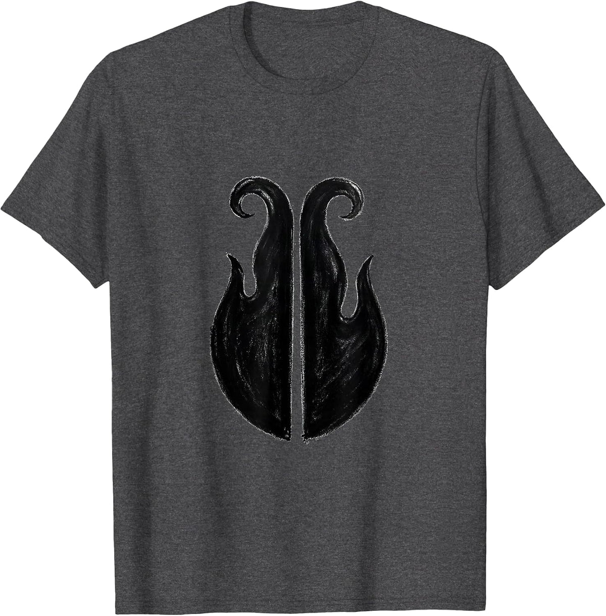 Men's Symmetrical Flame Minimalist Graphic T-Shirt - Dark Heather Grey