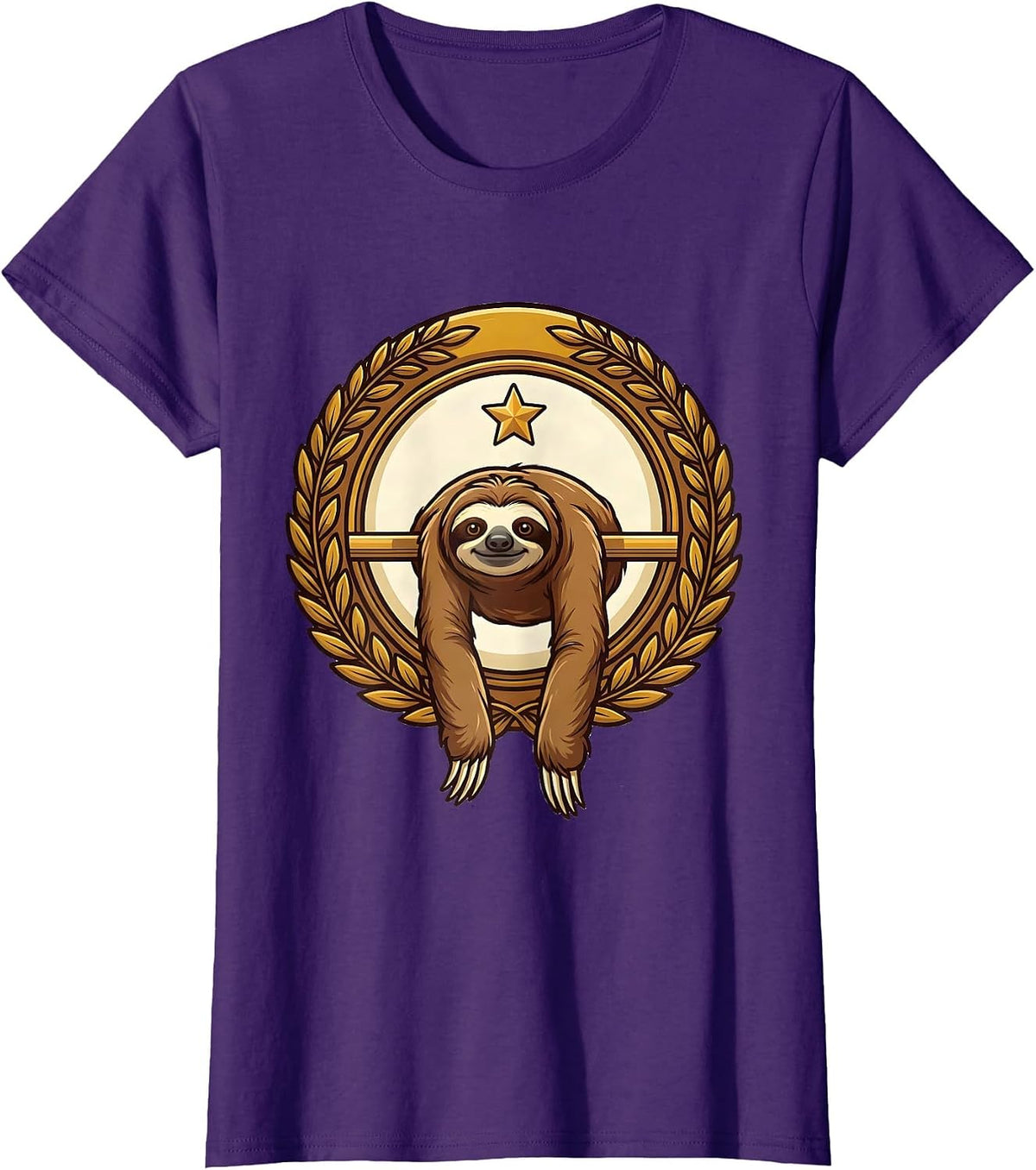 Women's Masked Sloth Chill Cartoon Humor Novelty T-Shirt - Purple