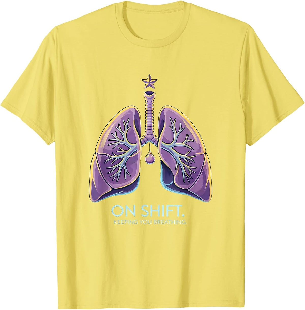 Men's On Shift Keeping You Breathing Funny Respiratory Therapist T-Shirt - Lemon Yellow