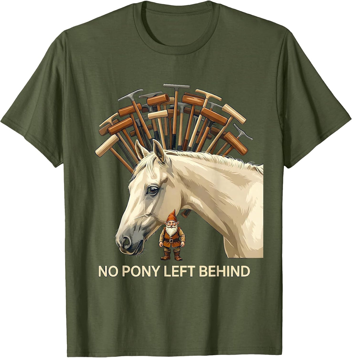 No Pony Left Behind Polo Player Equestrian Sport Fan T-Shirt - Olive Green