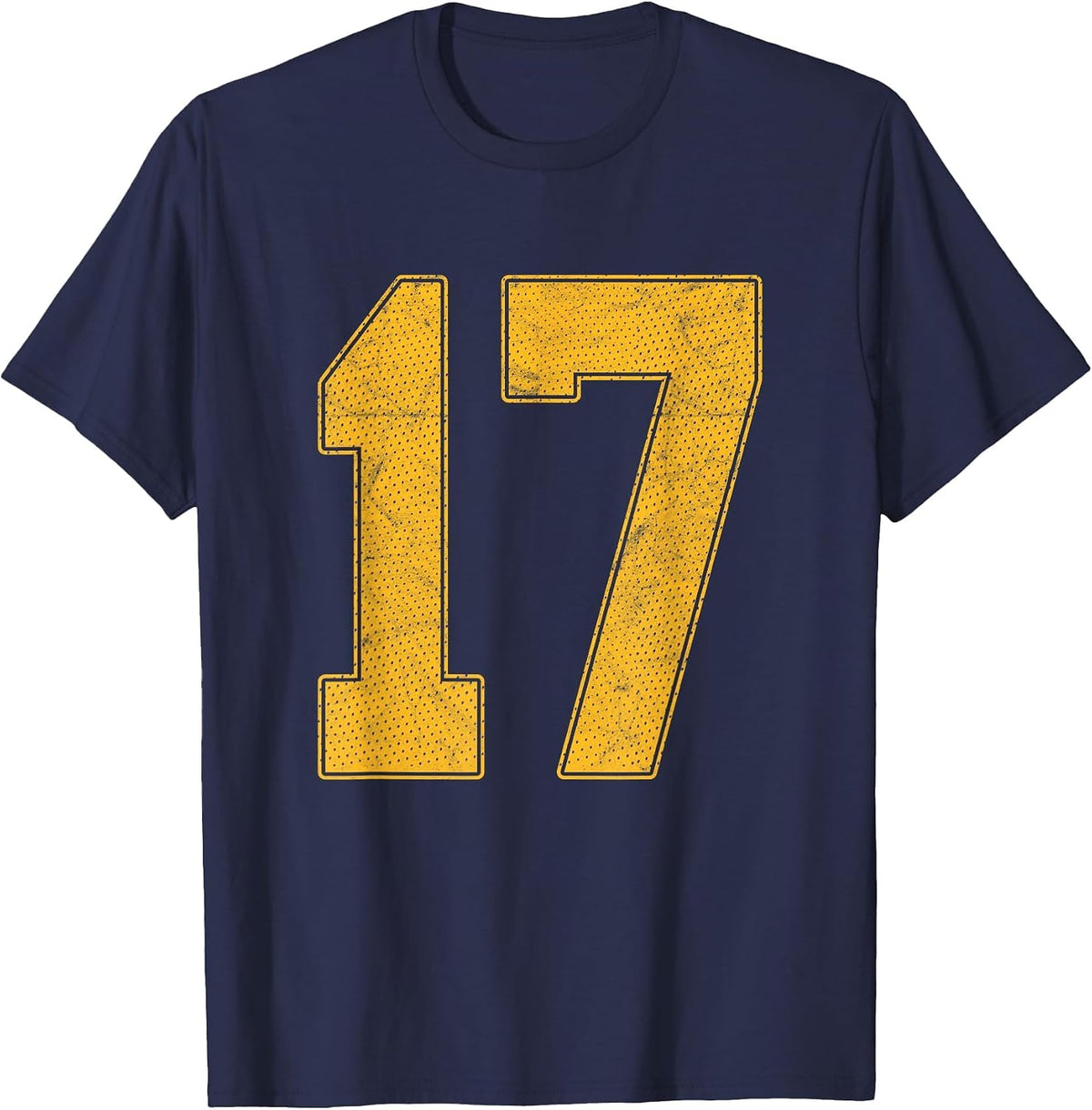 Number 17 Numbered Uniform Sports Team Jersey 17th Birthday T-Shirt - Navy Blue
