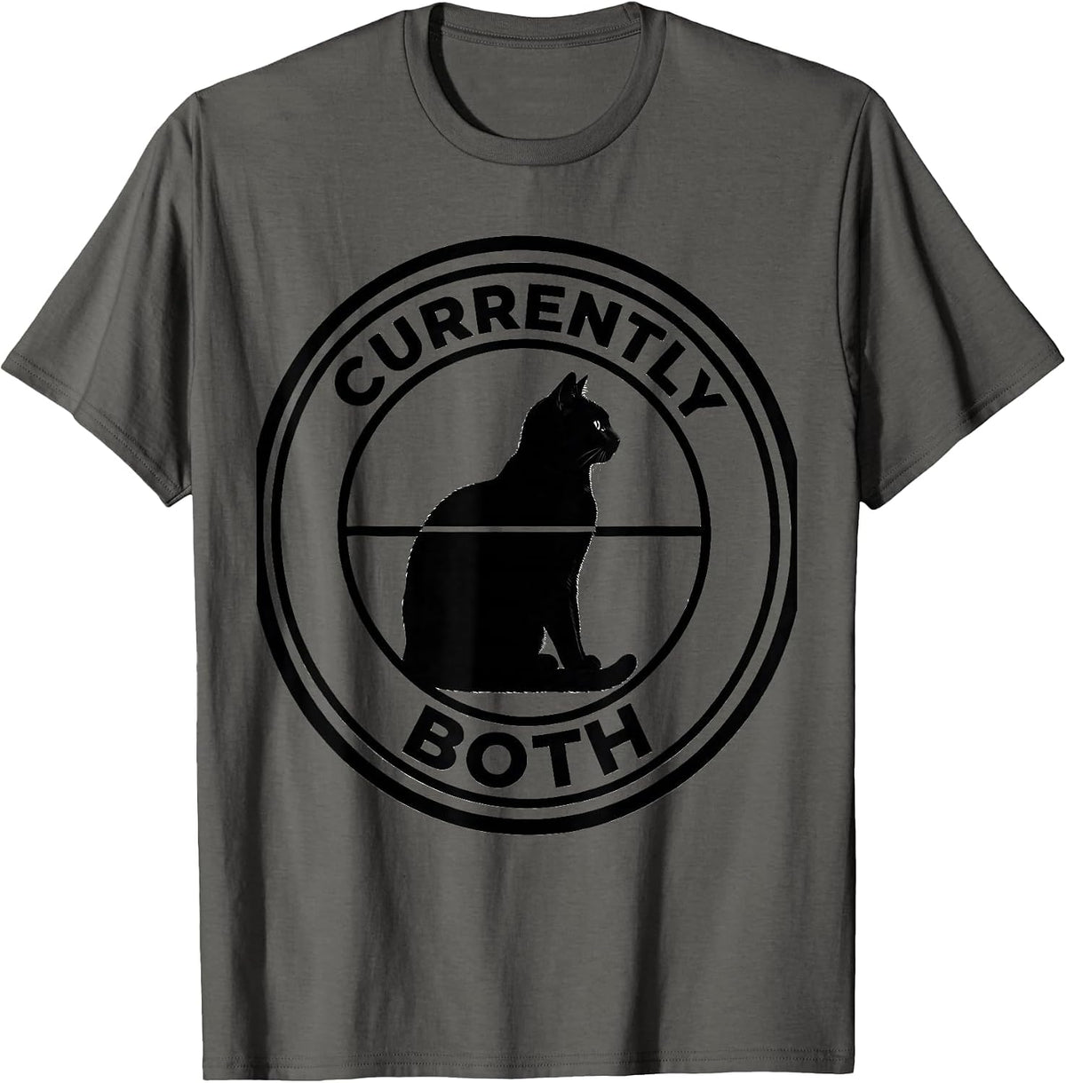 Currently Both Quantum Physics Cat Humor Science Geek T-Shirt - Asphalt Grey