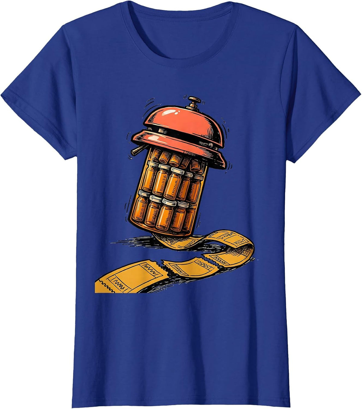 Women's Counter Bell Pharmacy Tech Occupational Humor T-Shirt - Royal Blue