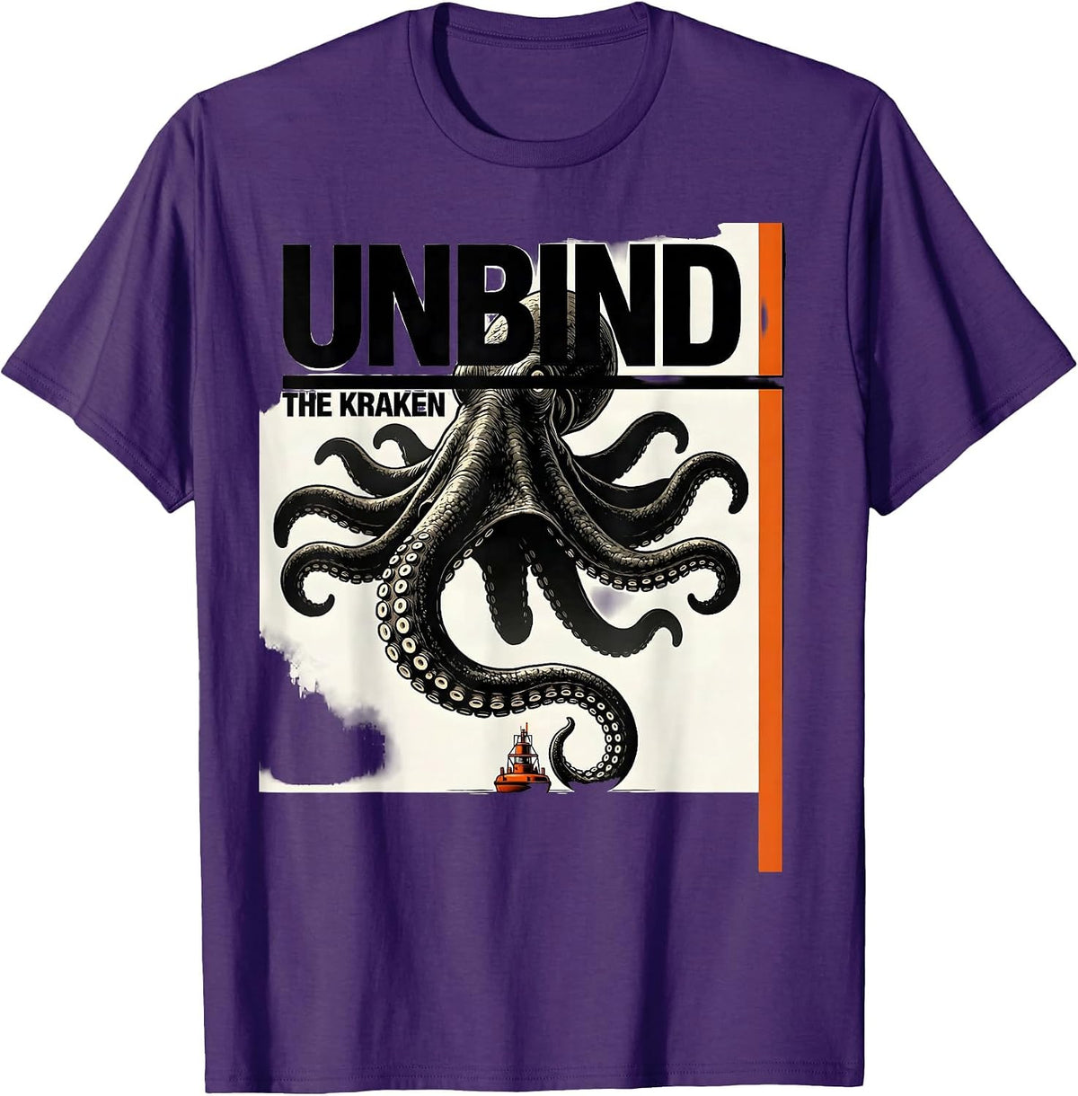 Unbind The Kraken Brutalist Graphic Octopus Lover Sea T-Shirt - Purple