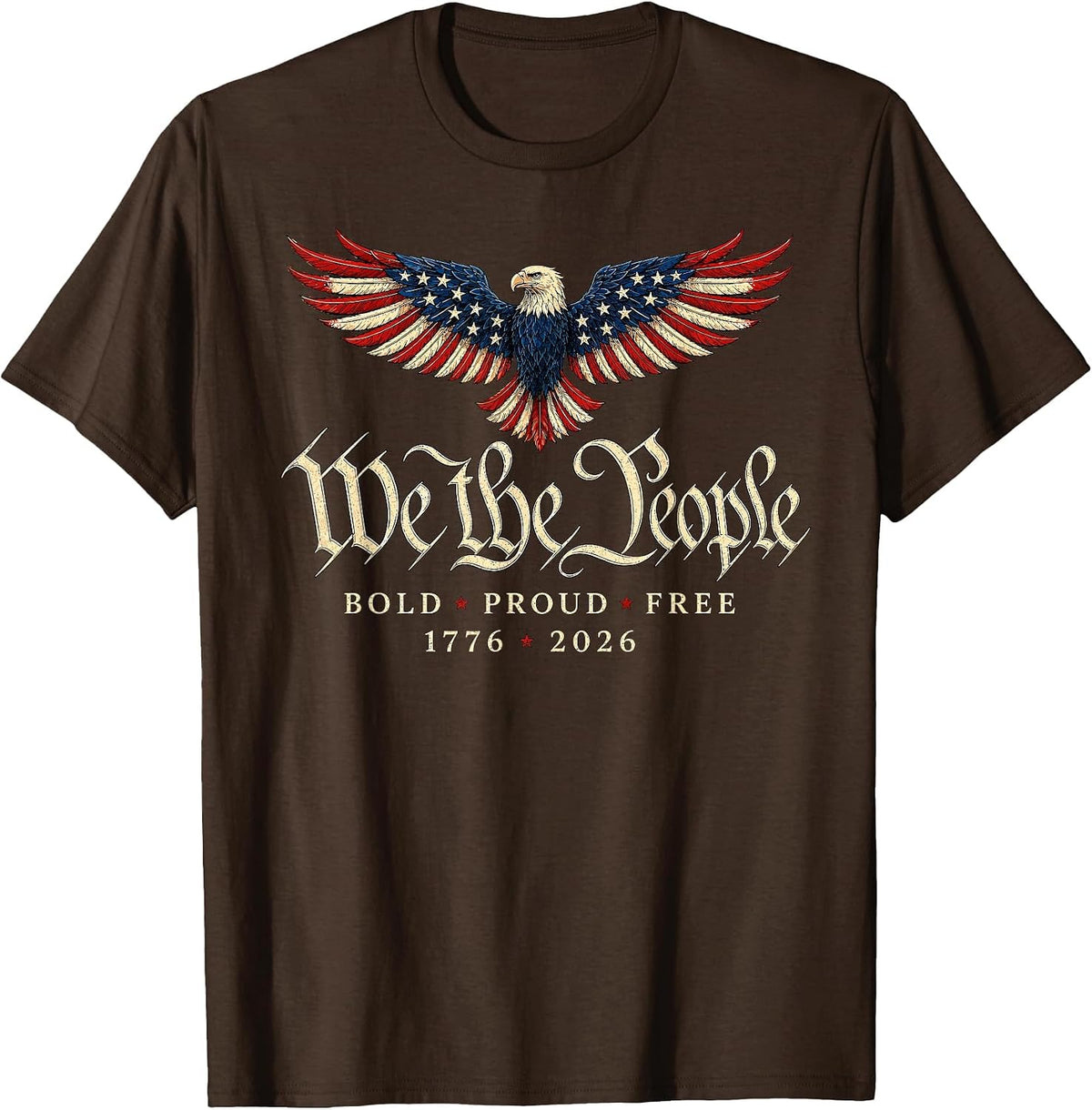 Patriotic Eagle 1776 2026 250th Anniversary T-Shirt - Brown