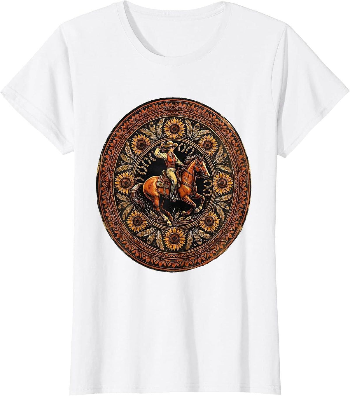 Barrel Racer Leaning Into The Turn Rodeo Graphic T-Shirt - White