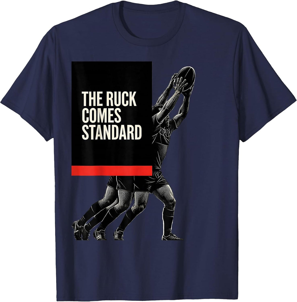Men's The Ruck Comes Standard Funny Rugby Player Coach Vintage T-Shirt - Navy Blue