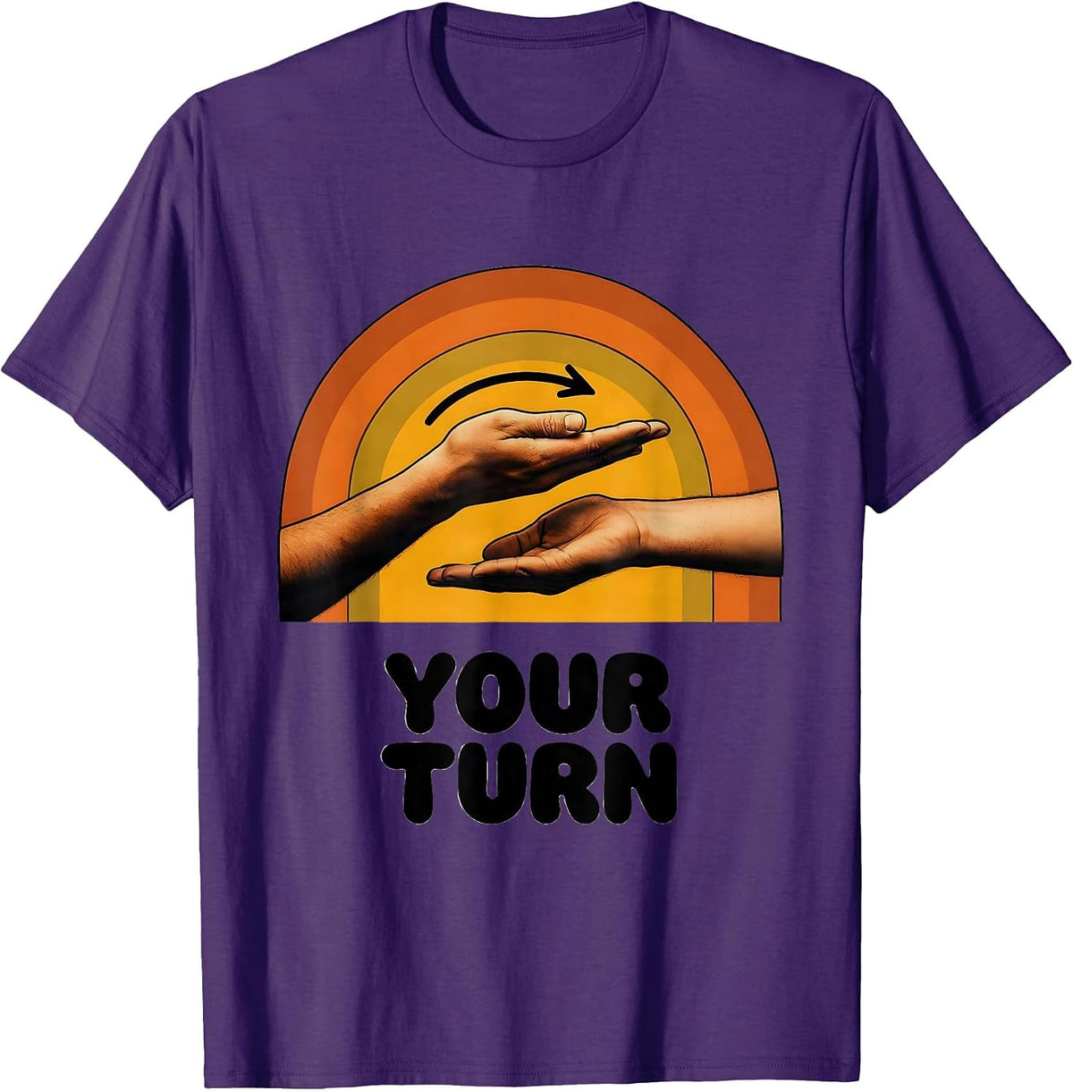 Your Turn Retro 70s ASL Sign Language Teacher Classroom T-Shirt - Purple