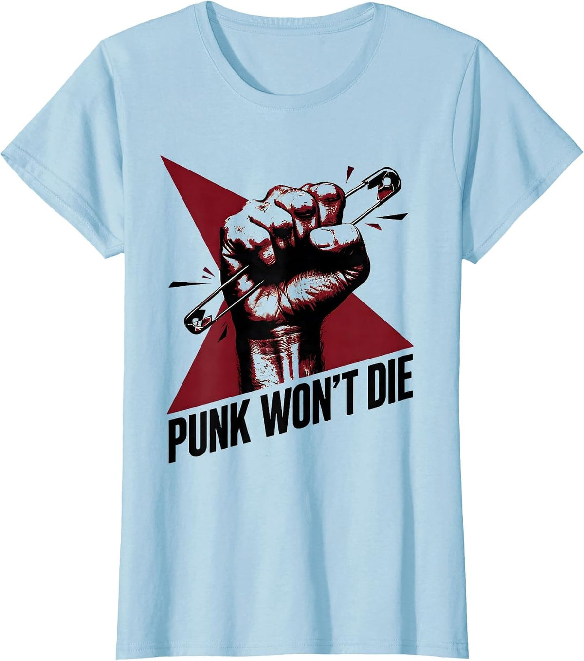 Punk Won't Die Constructivist Punk Rock Fan Retro T-Shirt - Baby Blue