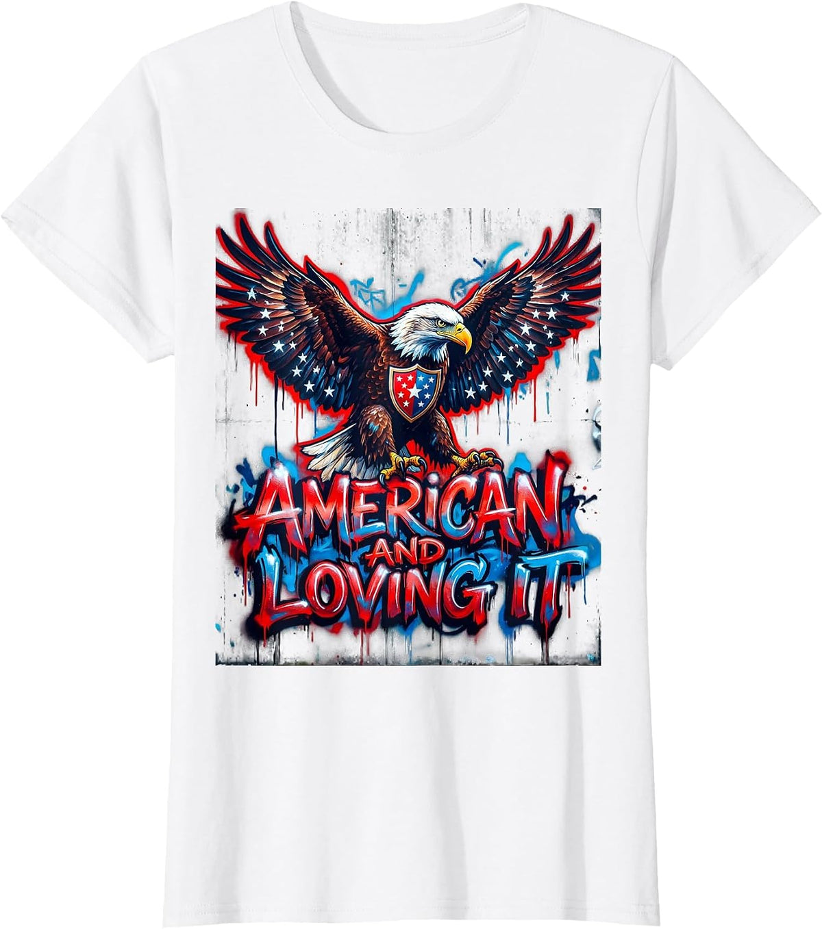 American And Loving It USA Pride Graphic Design T-Shirt - White