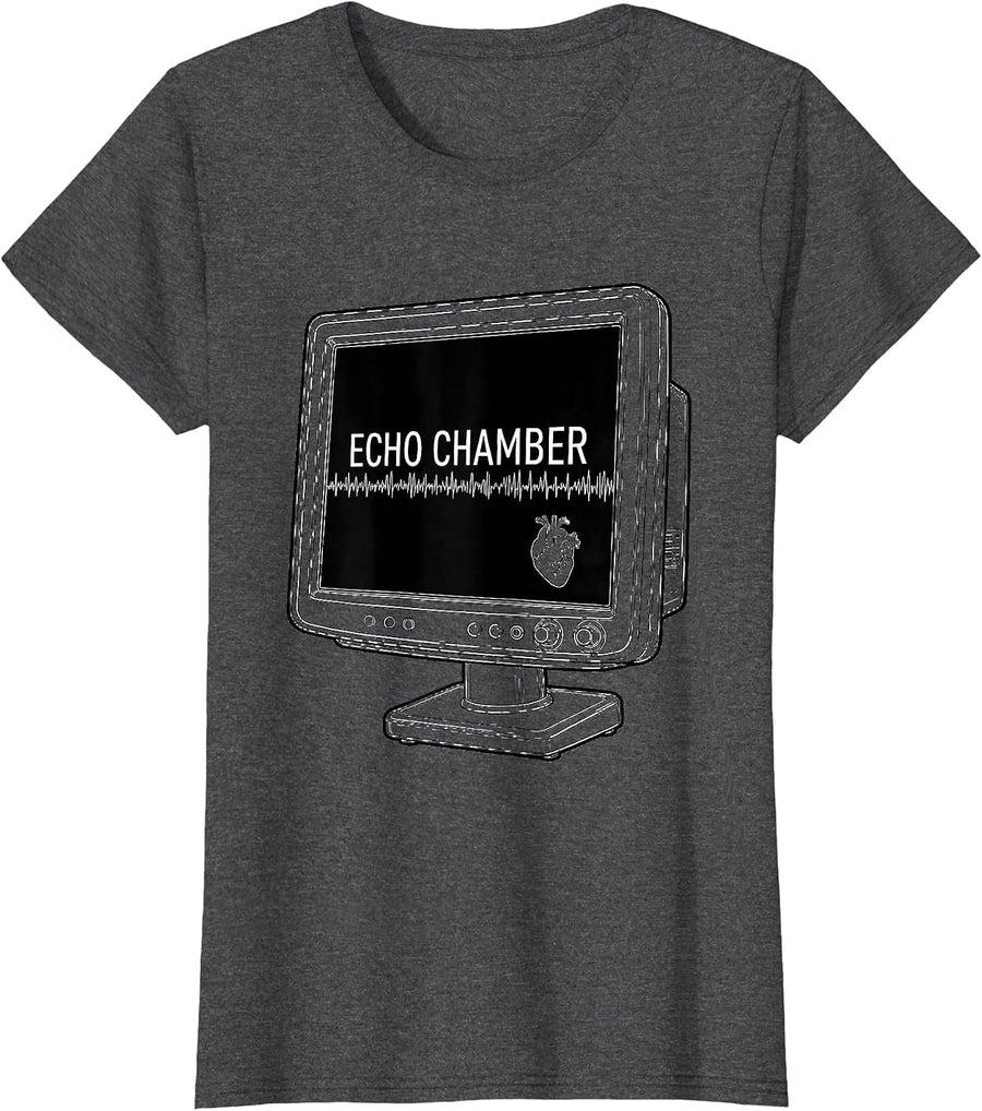 Women's Echo Chamber Funny Sonographer Ultrasound Tech Humor T-Shirt - Dark Heather Grey