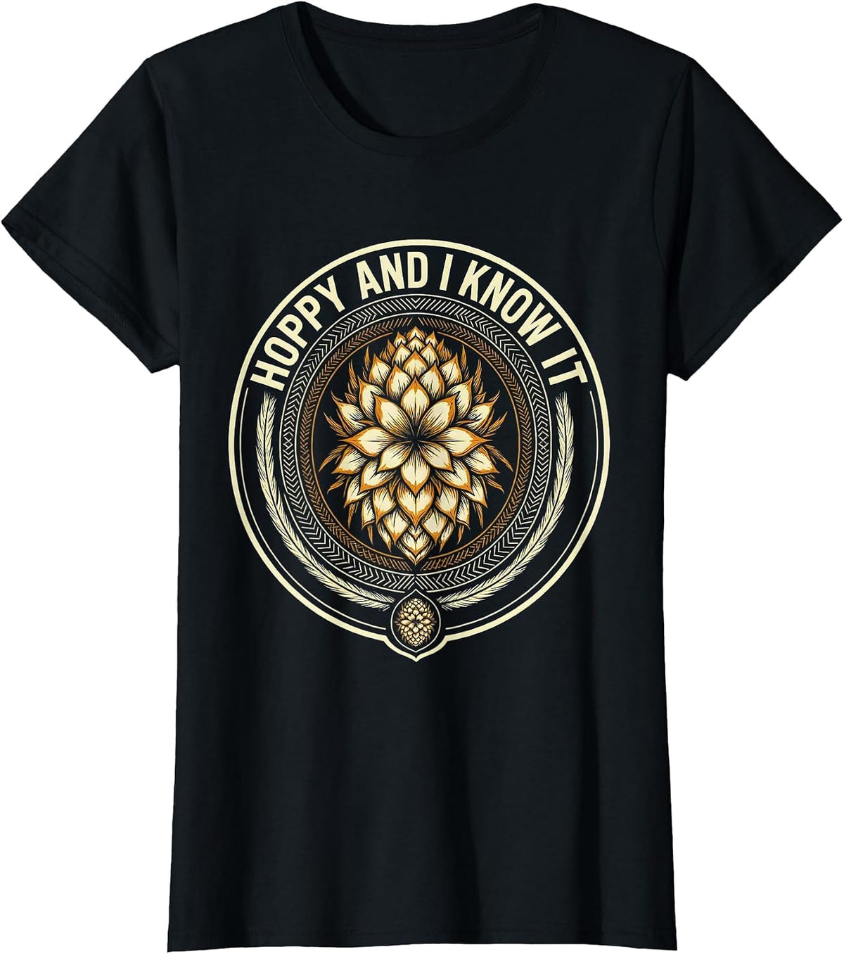 Hoppy and I Know It Beer Lover Design T-Shirt - Black