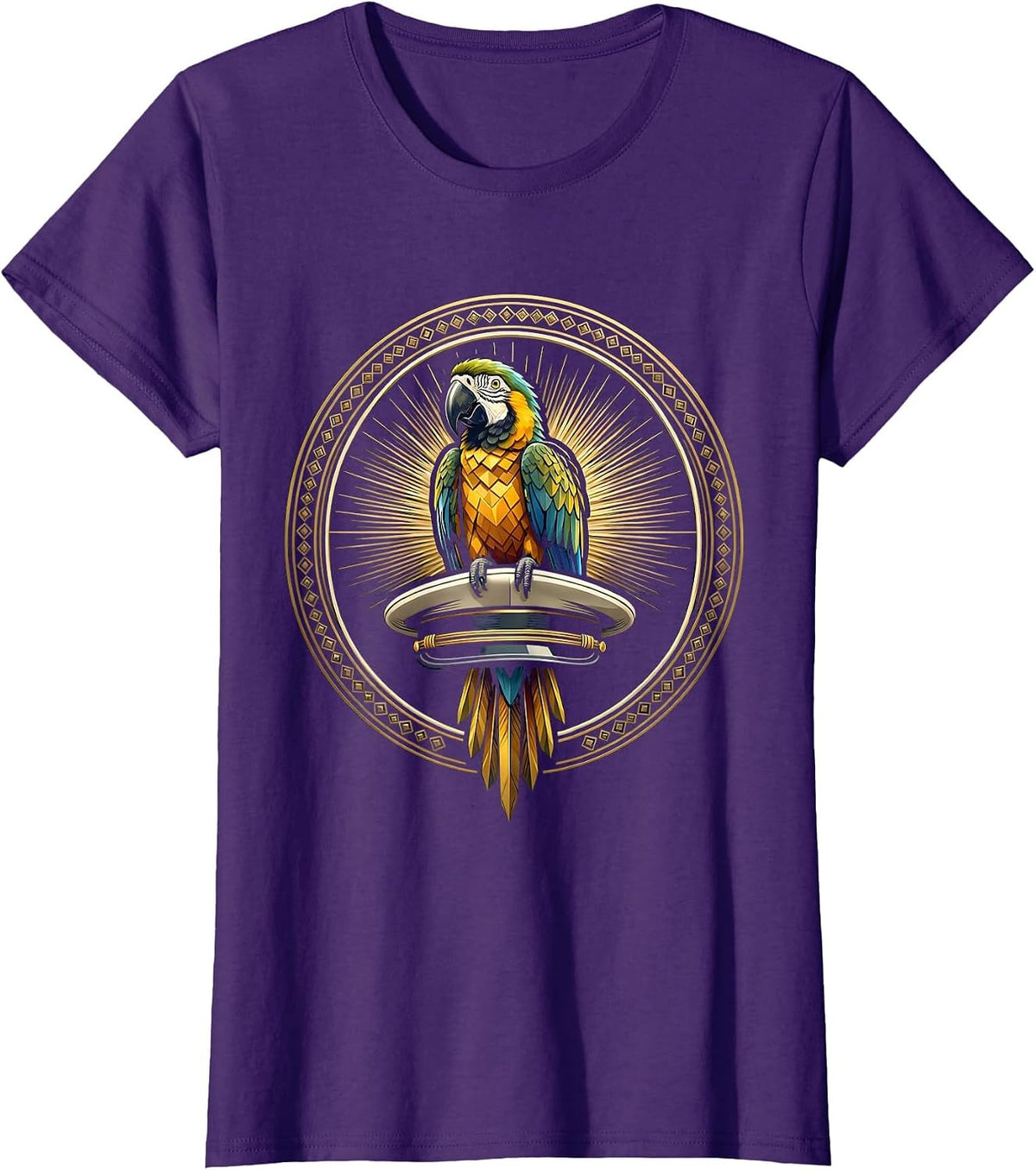 Women's Parrot on Captain's Hat Cruise Design T-Shirt - Purple